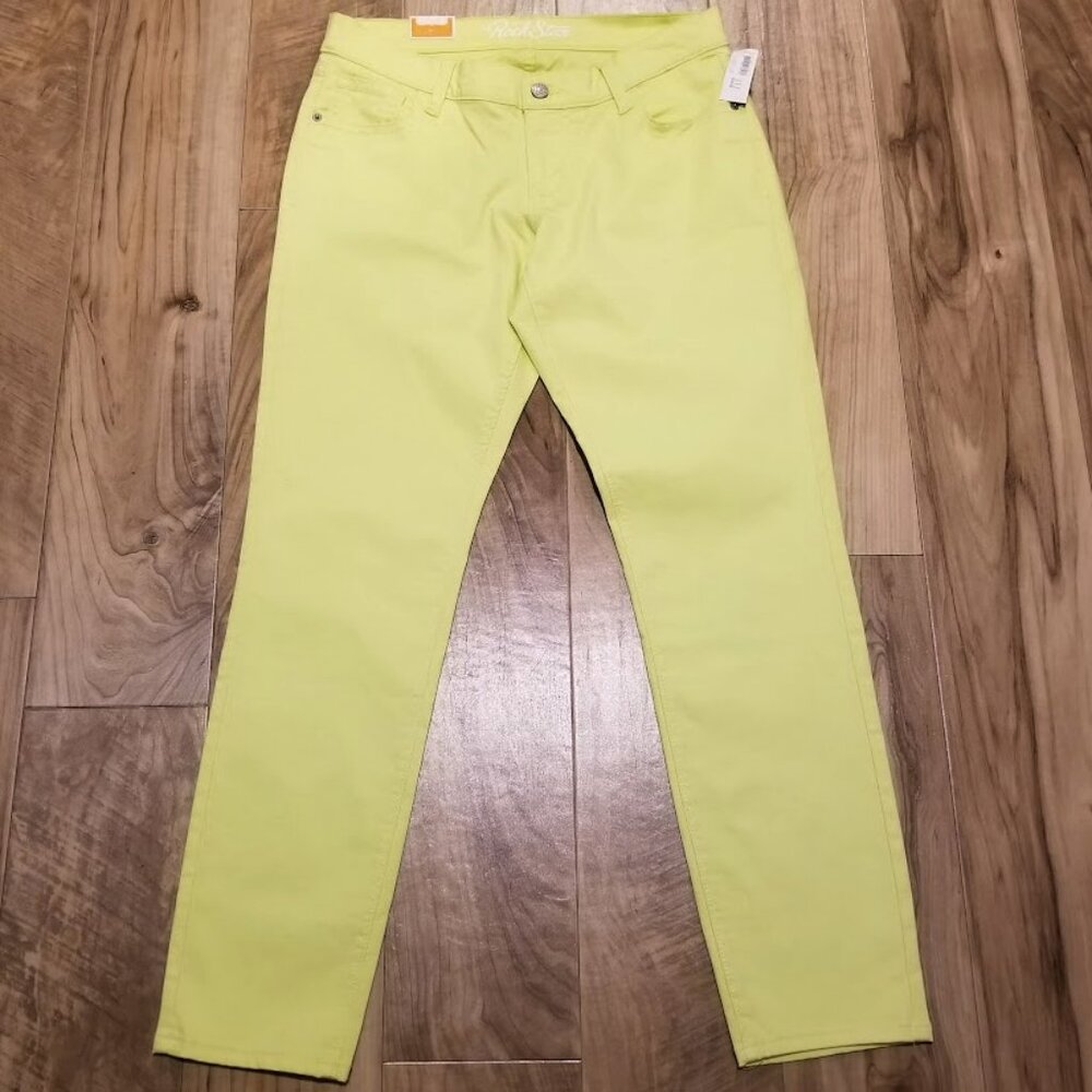 NEW Old Navy Rockstar Super Skinny Jeans Size 12 Neon Lime Green